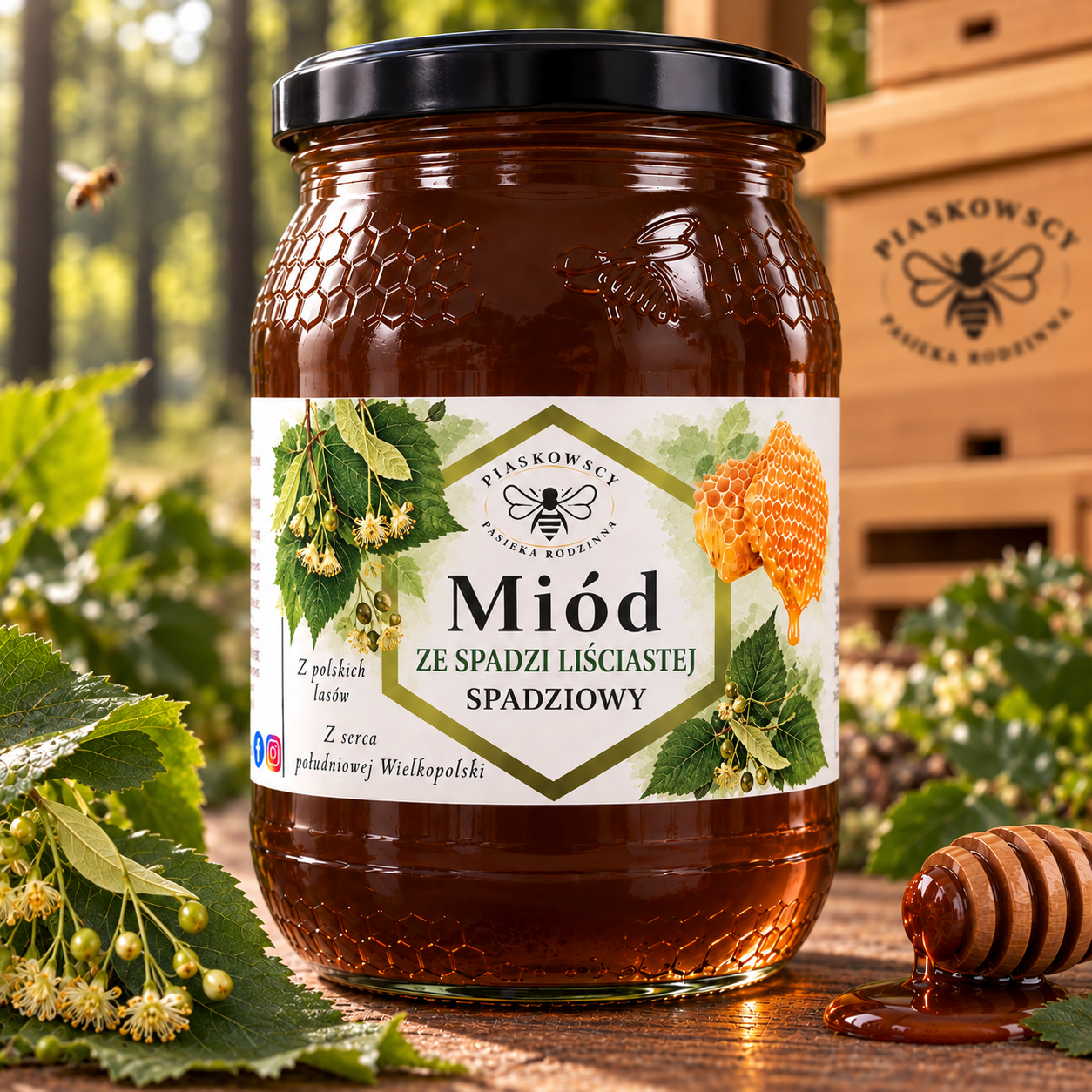 Miód spadziowy ze spadzi liściastej 1,2 kg
